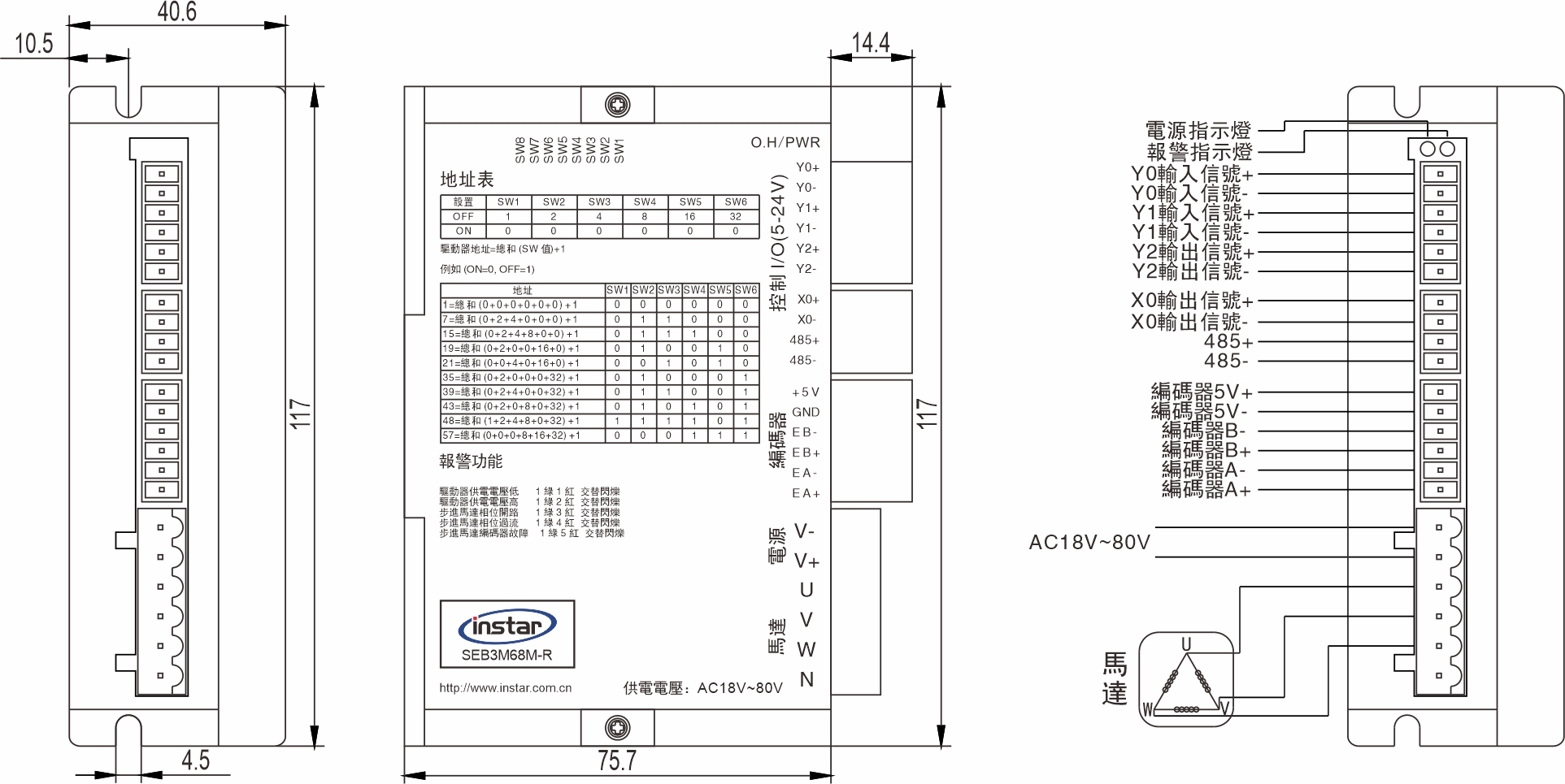 SEB3M68M-R RS485匯流排閉回路步進驅動器 SEB3M68M-R RS485匯流排閉回路步進驅動器